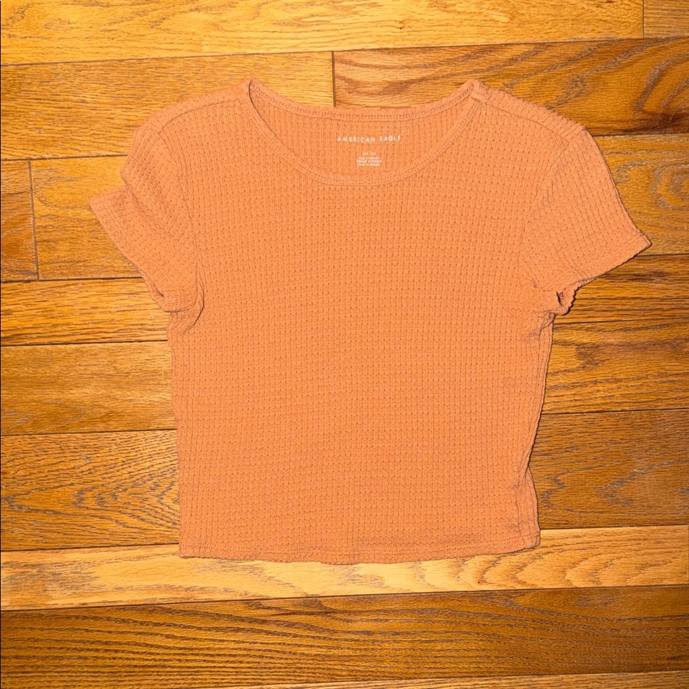 American Eagle Outfitters Orange Short Sleeve Tee Crop Top